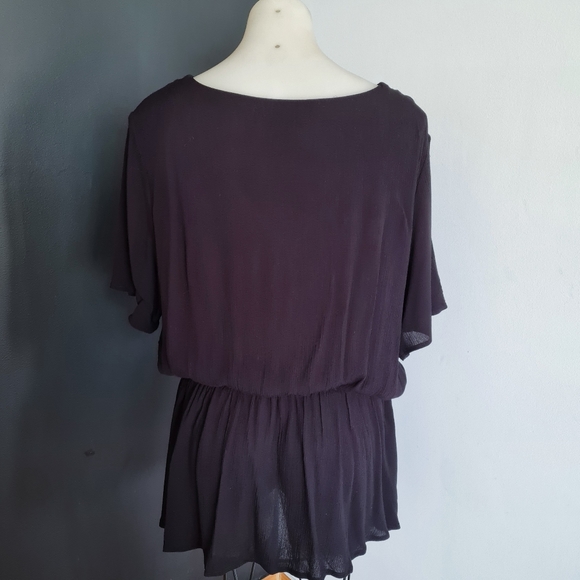 Women's size S =16 'CITY CHIC' Gorgeous black crepe viscose blouse top- EUC - Picture 5 of 7